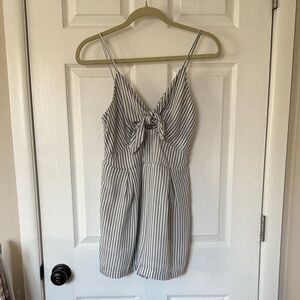 Striped Sleeveless Tie-Front Romper